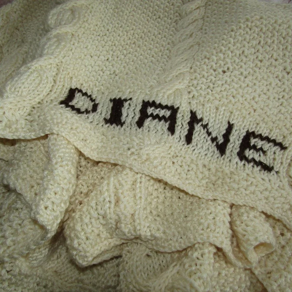 Handmade Knit Crocheted DIANE Throw Personalized